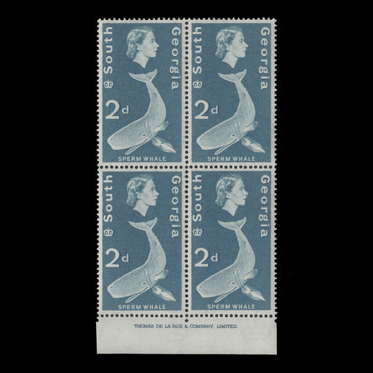 South Georgia 1963 (MLH) 2d Sperm Whale imprint block