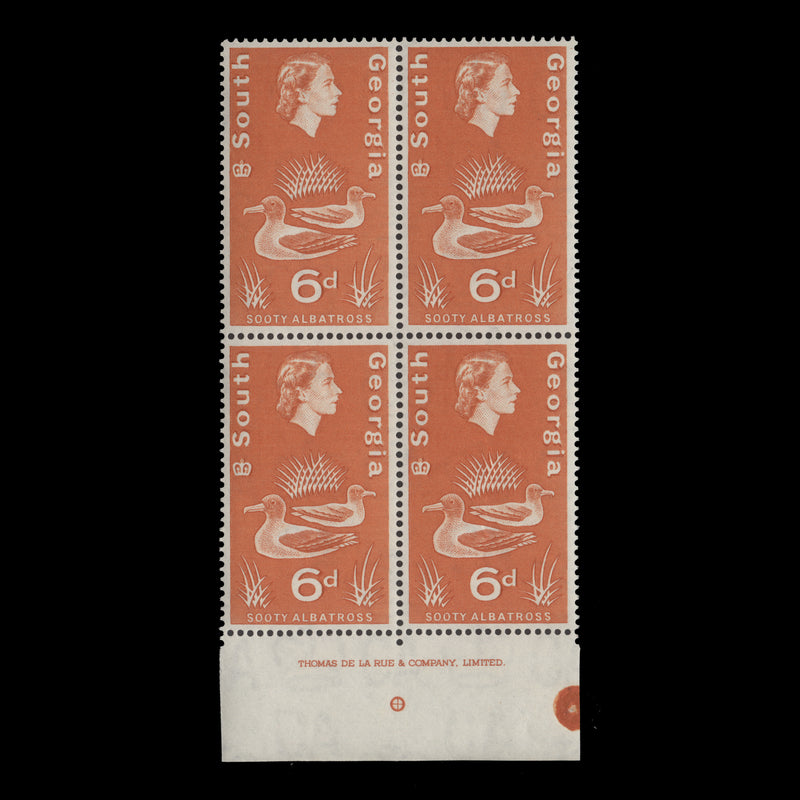 South Georgia 1963 (MLH) 6d Sooty Albatross imprint block