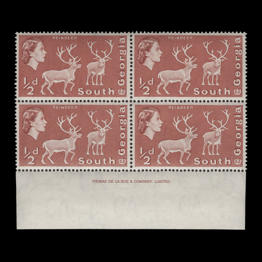 South Georgia 1963 (MLH) ½d Reindeer imprint block