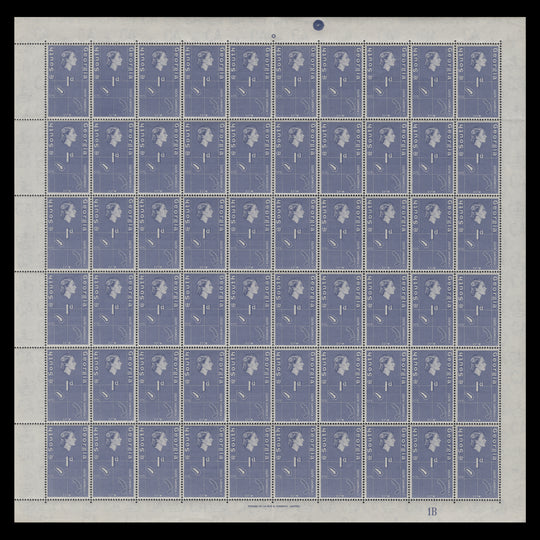 South Georgia 1963 (MNH) 1d South Sandwich Islands plate 1B pane of 60 stamps