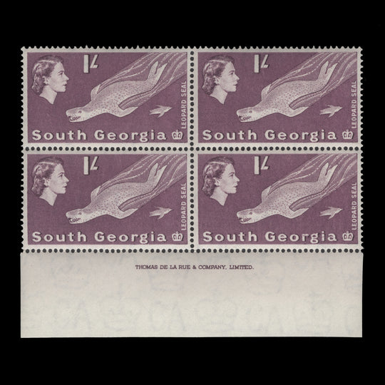 South Georgia 1963 (MNH) 1s Leopard Seal imprint block