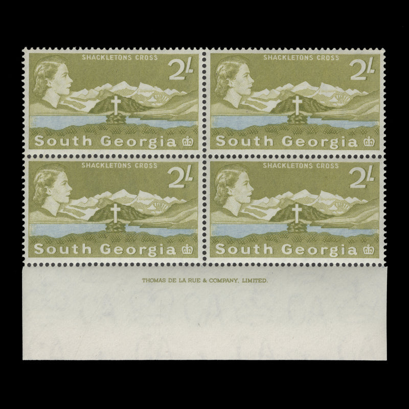 South Georgia 1963 (MNH) 2s Shackleton's Cross imprint block