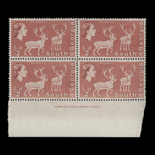 South Georgia 1967 (MNH) ½d Reindeer imprint block