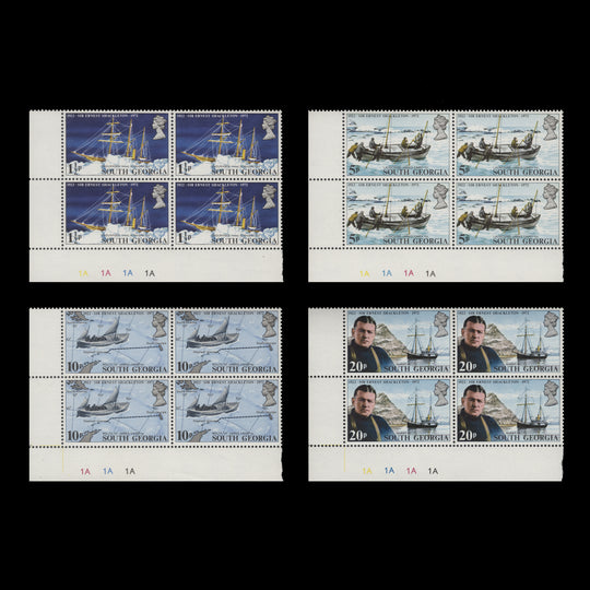 South Georgia 1972 (MNH) Ernest Shackleton Death Anniversary plate blocks