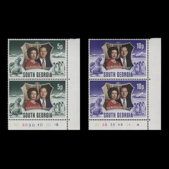 South Georgia 1972 (MNH) Royal Silver Wedding plate pairs