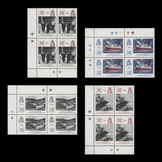 South Georgia 1988 (MNH) Lloyd's of London Anniversary plate blocks