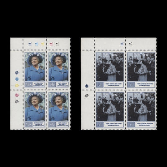 South Georgia 1990 (MNH) Queen Mother's Birthday plate blocks