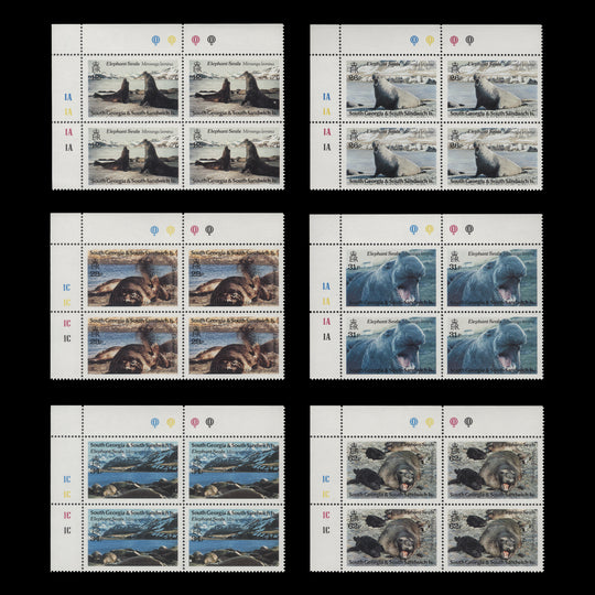 South Georgia 1991 (MNH) Elephant Seals plate blocks