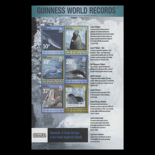 South Georgia 2002 (MNH) South Atlantic Sea Mammals sheetlet
