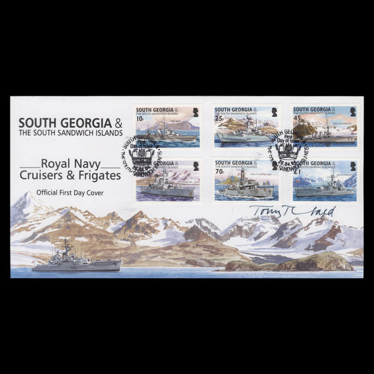 South Georgia 2004 Royal Navy Ships first day cover signed by designer