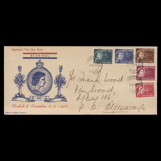 South West Africa 1953 Coronation first day cover, OTJIWARONGO