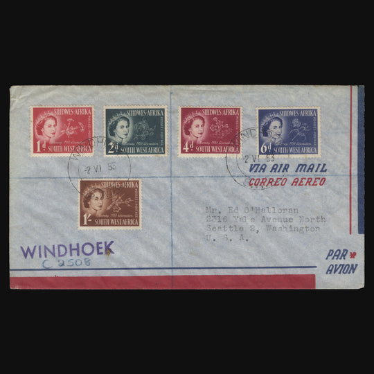 South West Africa 1953 Coronation first day cover, WINDHOEK