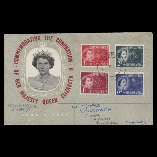 South West Africa 1953 Coronation first day cover, WINDHOEK