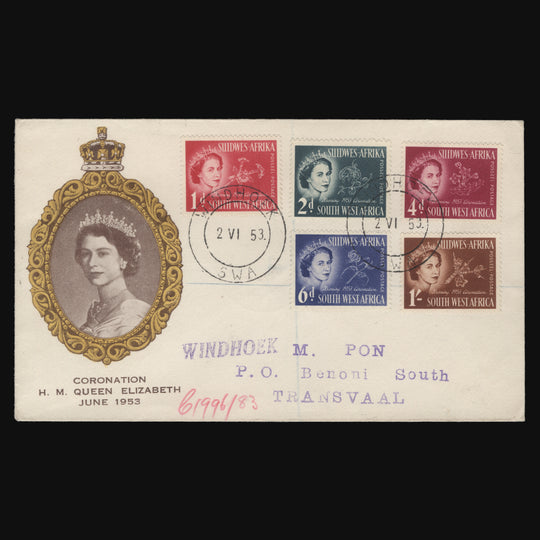 South West Africa 1953 (FDC) Coronation, WINDHOEK