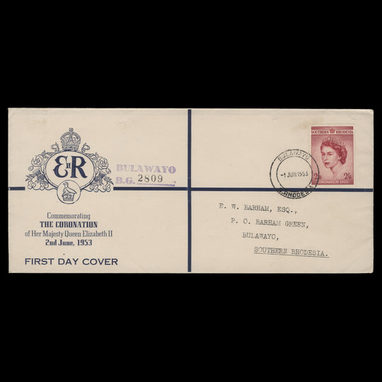 Southern Rhodesia 1953 Coronation first day cover, BULAWAYO