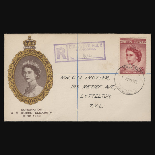 Southern Rhodesia 1953 (FDC) 2s6d Coronation, BULAWAYO