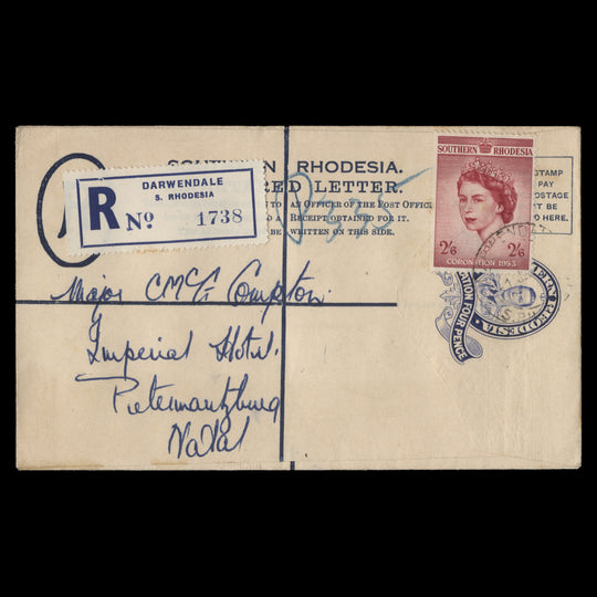 Southern Rhodesia 1953 (FDC) 2s6d Coronation, DARWENDALE