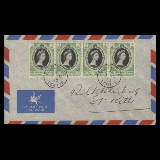 St Christopher Nevis Anguilla 1953 Coronation first day cover, BASSATERRE