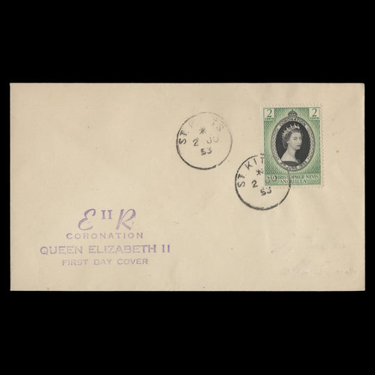 St Christopher Nevis Anguilla 1953 Coronation first day cover, ST KITTS