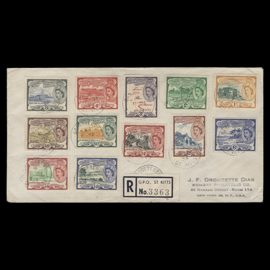 St Christopher Nevis Anguilla 1954 Definitives first day cover, BASSETERRE