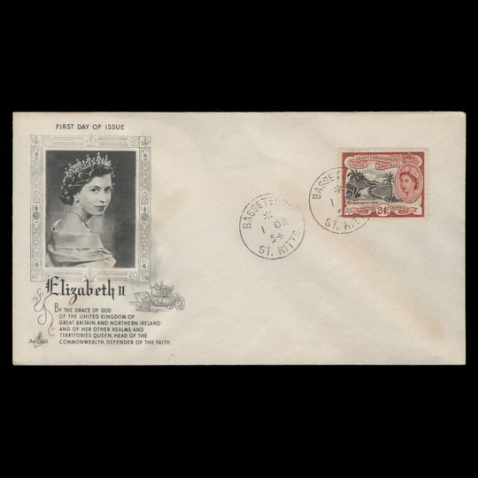 St Christopher Nevis Anguilla 1954 Definitives first day cover, BASSETERRE
