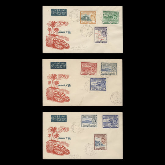 St Christopher Nevis Anguilla 1954 Definitives first day covers, BASSETERRE
