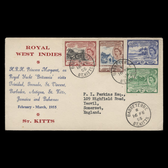 St Christopher Nevis Anguilla 1955 Royal Visit commemorative cover, BASSETERRE