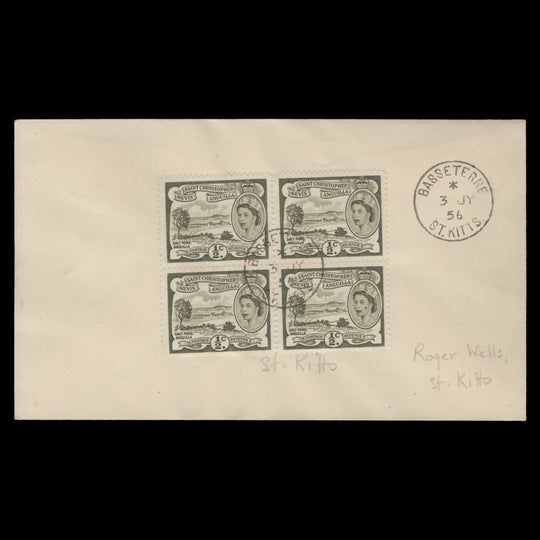 St Christopher Nevis Anguilla 1956 ½c Salt Road first day cover, BASSETERRE