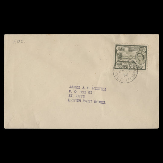 St Christopher Nevis Anguilla 1956 ½c Salt Road first day cover, OLD ROAD