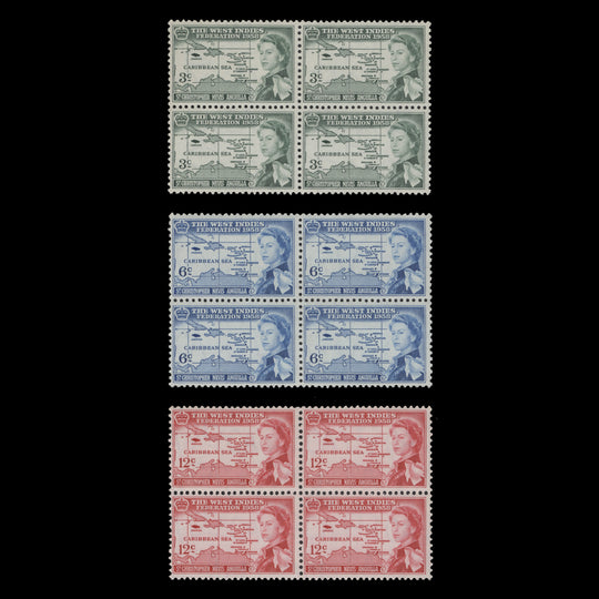St Christopher Nevis Anguilla 1958 (MNH) West Indies Federation blocks