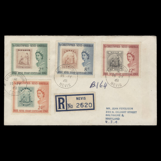 St Christopher Nevis Anguilla 1961 Stamp Centenary first day cover, CHARLESTOWN