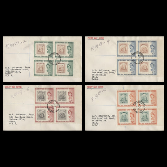 St Christopher Nevis Anguilla 1961 Stamp Centenary first day covers, BASSETERRE