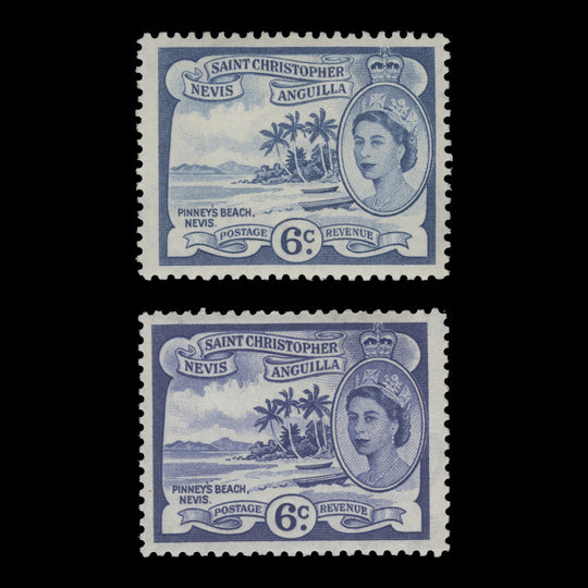 St Christopher Nevis Anguilla 1963 (MNH) 6c Pinney's Beach shade, De La Rue