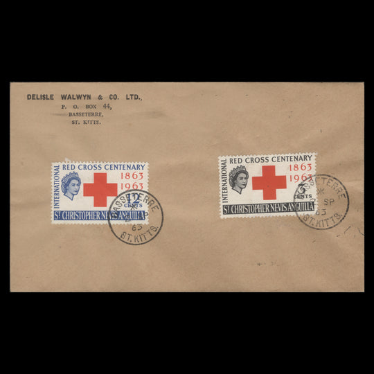 St Christopher Nevis Anguilla 1963 Red Cross Centenary first day cover, BASSETERRE