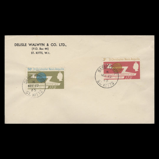 St Christopher Nevis Anguilla 1965 ITU Centenary first day cover, BASSETERRE