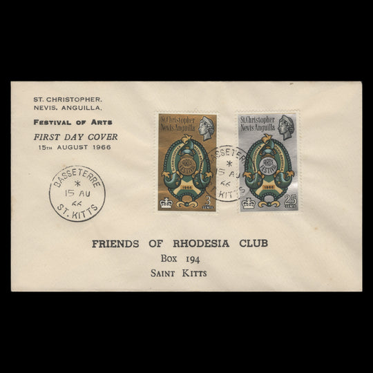 St Christopher Nevis Anguilla 1966 Arts Festival first day cover, BASSETERRE