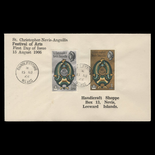 St Christopher Nevis Anguilla 1966 Arts Festival first day cover, CHARLESTOWN