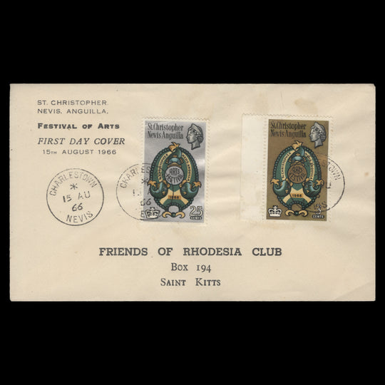 St Christopher Nevis Anguilla 1966 Arts Festival first day cover, CHARLESTOWN