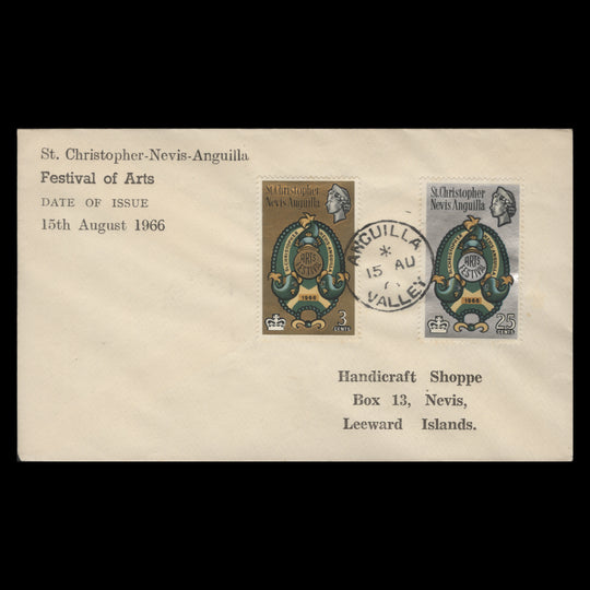 St Christopher Nevis Anguilla 1966 Arts Festival first day cover, VALLEY