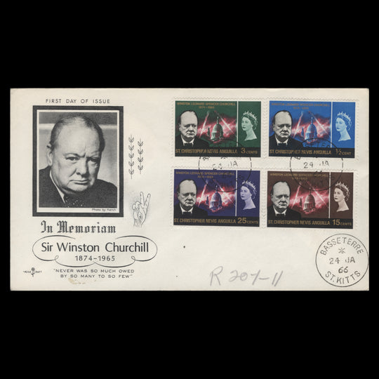 St Christopher Nevis Anguilla 1966 Churchill Commemoration first day cover, BASSETERRE