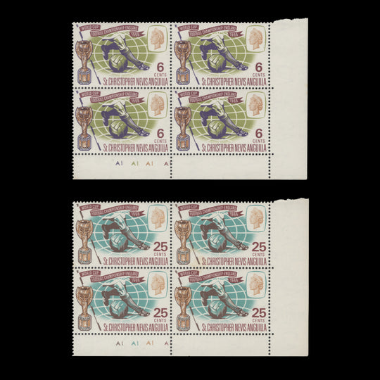 St Christopher Nevis Anguilla 1966 (MNH) World Cup Football plate blocks
