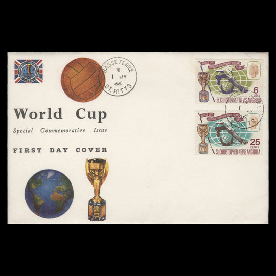 St Christopher Nevis Anguilla 1966 World Cup Football first day cover, BASSETERRE