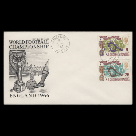 St Christopher Nevis Anguilla 1966 World Cup Football first day cover, BASSETERRE