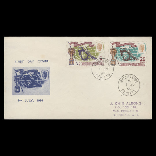 St Christopher Nevis Anguilla 1966 World Cup Football first day cover, BASSETERRE