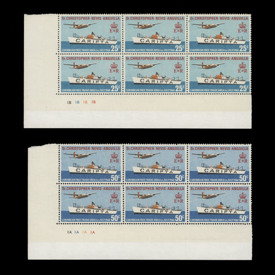 St Christopher Nevis Anguilla 1968 (MNH) CARIFTA plate blocks