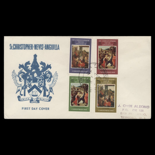 St Christopher Nevis Anguilla 1969 Christmas first day cover, BASSETERRE