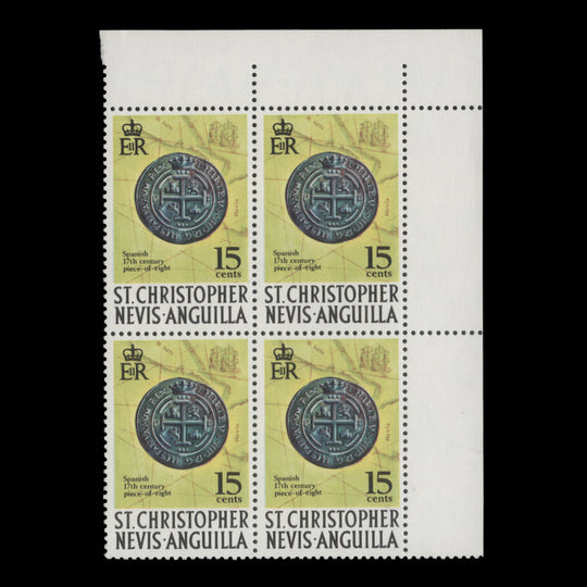 St Christopher Nevis Anguilla 1970 (MNH) 15c Piece-of-Eight block, type II