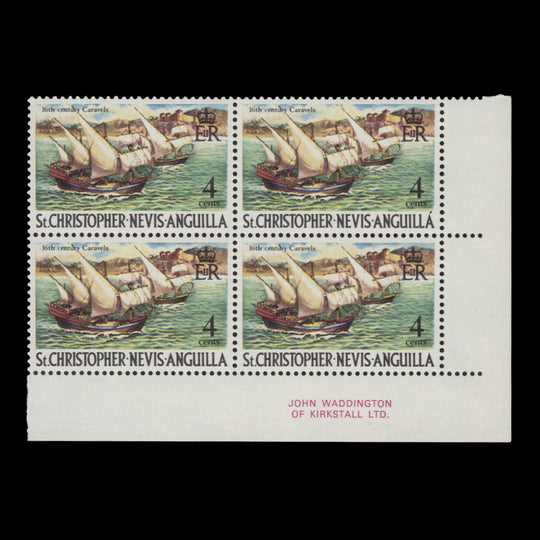 St Christopher Nevis Anguilla 1970 (MNH) 4c Portuguese Caravels imprint block