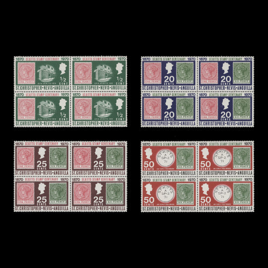 St Christopher Nevis Anguilla 1970 (MNH) Stamp Centenary blocks
