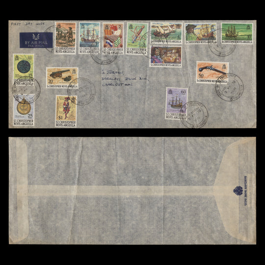 St Christopher Nevis Anguilla 1970 Maritime Definitives first day cover, CHARLESTOWN